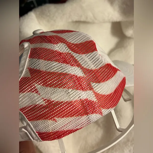 American Flag Mesh Back Trucker Hat Pony Cap. White - Image 5