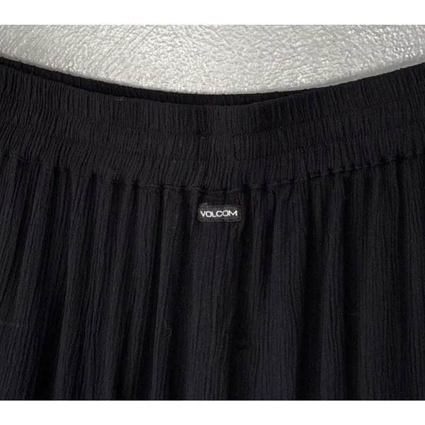 Volcom Wide Leg Crinkle Pants Size Small Black Stoneshine Junki Gothic Beach - Image 5