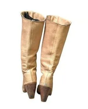 Vintage knee high tan leather boots 7 M - Image 3