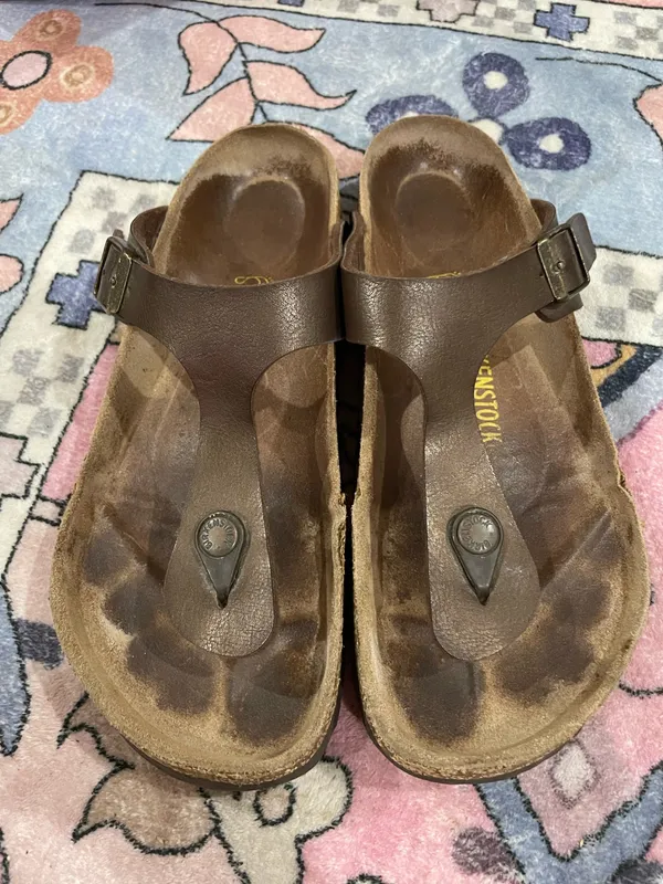 Birkenstock Sandals Leather Gizeh Thong Brown 38 - Image 2