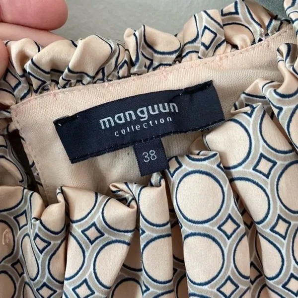 Manguun Collection Retro Dot Shift Silky Dress Size US 6 UK 38 Peach Color - Image 3