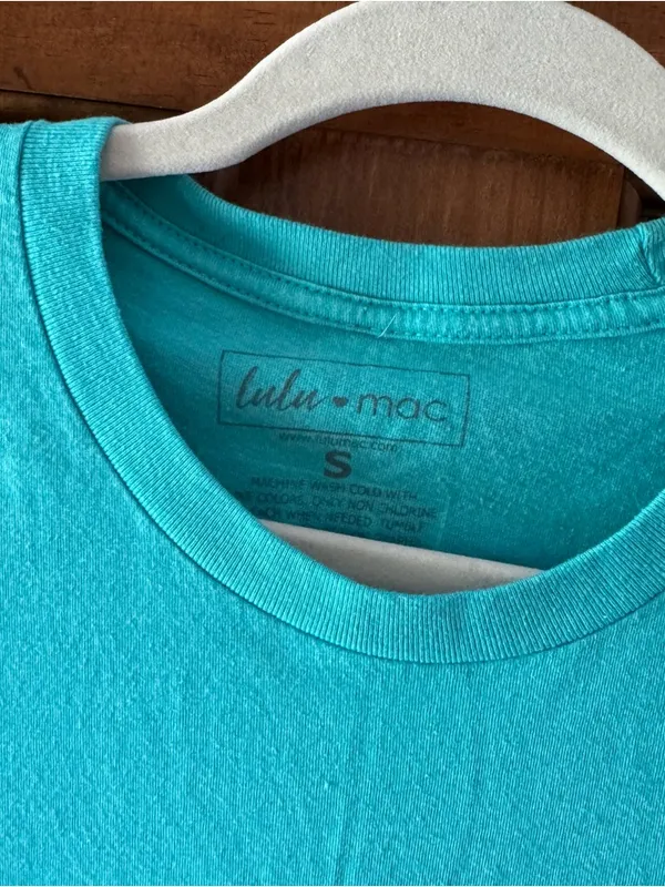 Lulu Mac Graphic T-shirt Women’s Small Turquoise “What’s Your Point? Cactus - Image 2