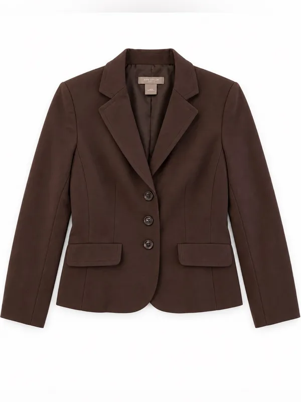 Ann Taylor Petites Women’s 6P Brown Blazer 3 Button Tailored Career Jacket - Image 3