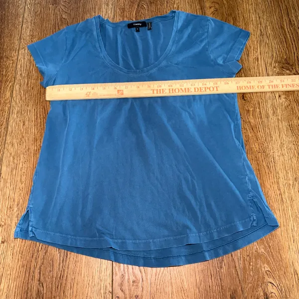Theory Easy U Relaxed Tee Blue Pima Cotton Scoop Neck Shirt Womens S Minimalist - Image 4