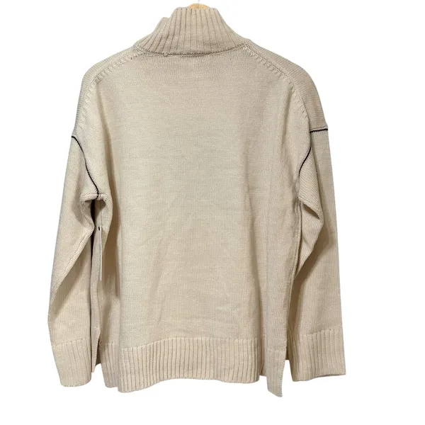 DKNY Jeans Womens Cream Mock Neck Logo Pullover Sweater Size Small - Image 2