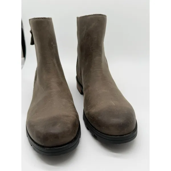SOREL Emelie Boots Womens 7.5 Quarry Nubuck Suede Waterproof Zip Ankle Booties - Image 7