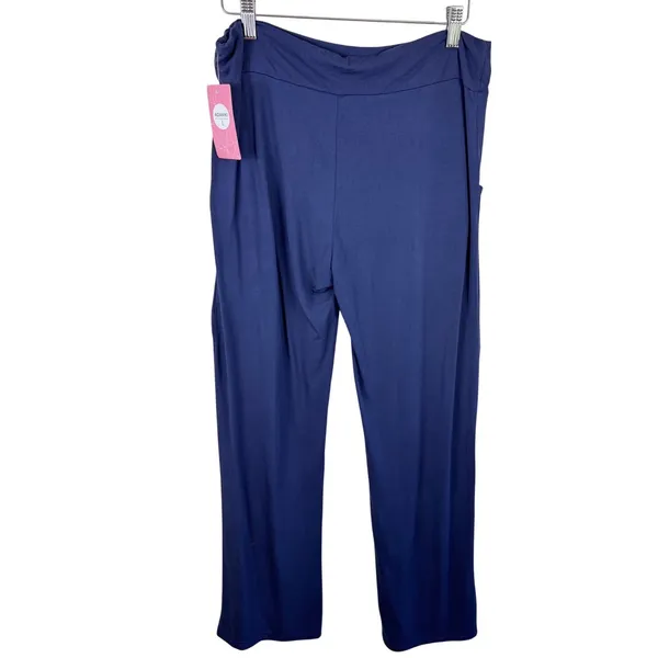Adaniki Women Navy‎ Blue 100% Modal Wide Leg Lounge Pants Drawstring Size L NWT - Image 2
