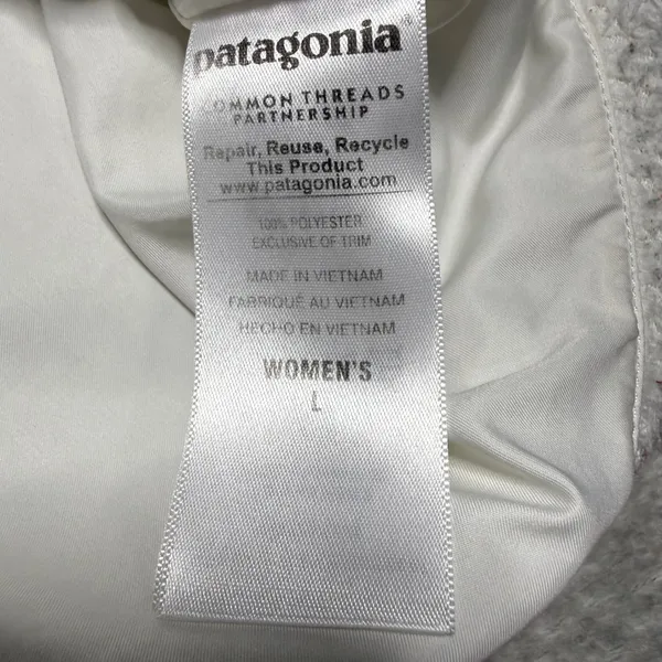 Patagonia Los Gatos Cabincore Fleece Vest White Full Zip High Pile Fuzzy Medium - Image 10