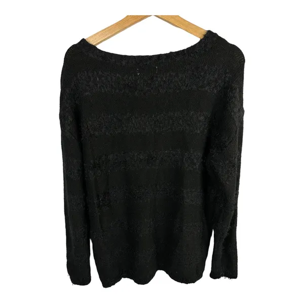 Joseph A Womens size Large Black Knit Eyelash Mixed Media Sweater - Image 2