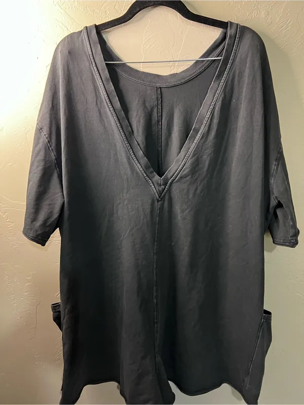 FP Movement Hot Shot Tee Romper Mineral Wash Black Oversized Boho Beach - Image 7