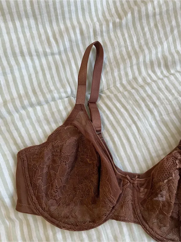 New HSIA Enchante Unlined Non Padded Lace Underwire Bra Size 36C Coffee Brown - Image 5