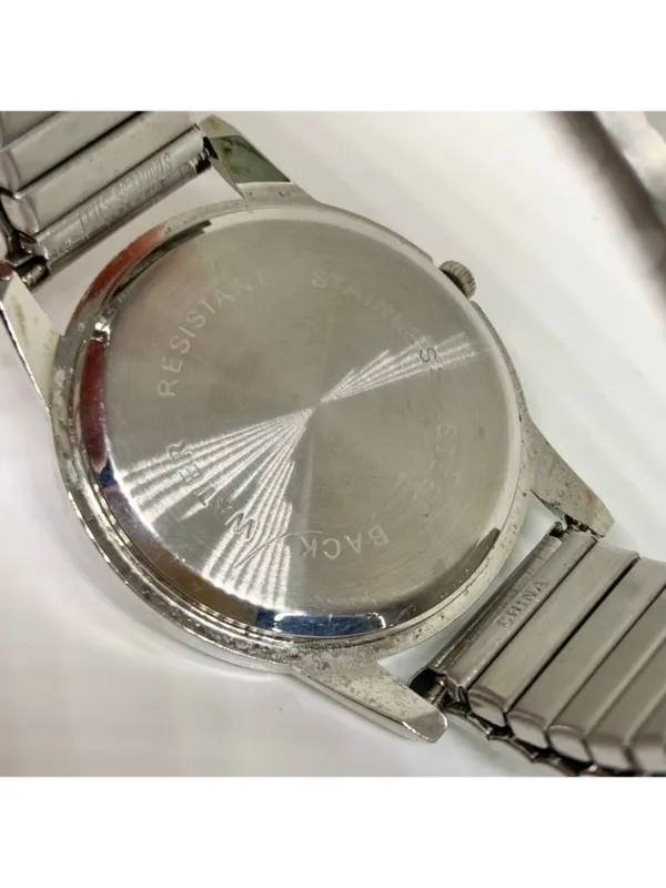 Ltd silver tone black dial quartz analog watch 35mm stretch band 6.5” running - Image 7