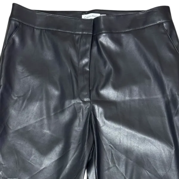 CALVIN KLEIN Faux Leather Ankle Pant 16 Black $109 Retail NWT - Image 5