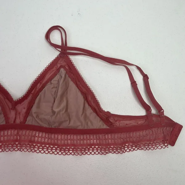 Victoria's Secret Bralette Sz L Bra Unlined Lace Detail Wireless Pink Adjustable - Image 10