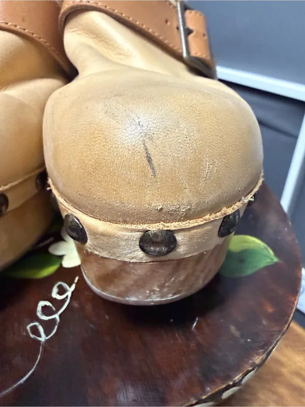 Free People Culver City Clog Leather Tan Clog Mules with Buckle - Image 7
