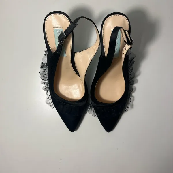 Betsey Johnson Blue Mia Lace Slingback Pumps Heels - Image 2