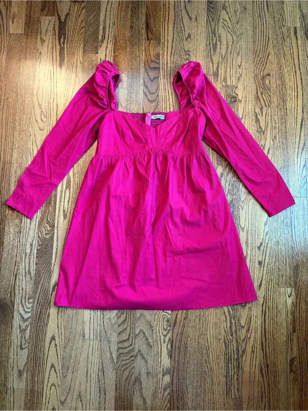 Reformation Farley Dress Corvette Hot Pink Mini Babydoll Size 10 - Image 4