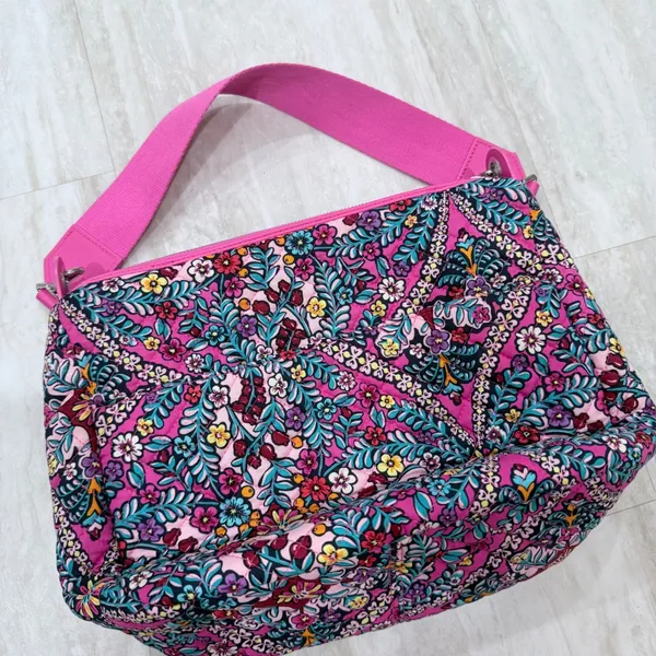 Vera Bradley Pink Floral Quilted Cotton Shoulder Bag Crossbody Handbag NWOT - Image 5