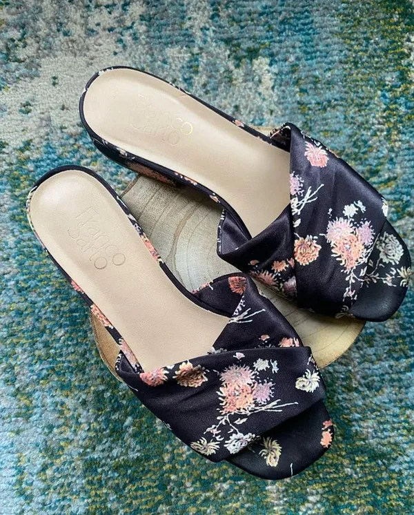 Franco Sarto women’s Frisco black floral slide sandal, size 7.5M - Image 2