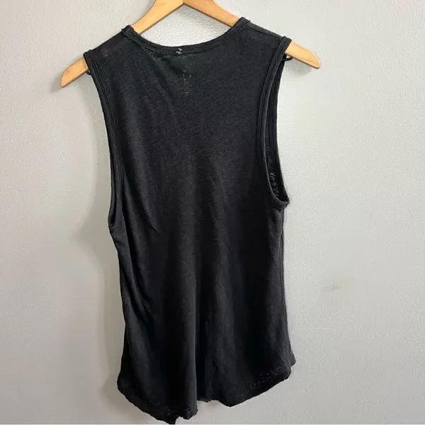 Free People Intimately All the Time Linen Blend Black Tank Top Sleeveless Shirt - Image 7