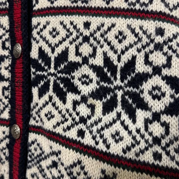 Vintage L.L. Bean Fair Isle Nordic Cardigan Sweater Wool Sie XL Women’s Winter - Image 8