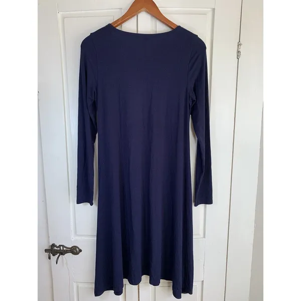 Eileen Fisher Dress Women’s Small Long‎ Sleeve Midi Blue T Shirt Casual Stretch - Image 4