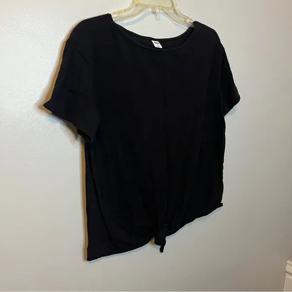 Old Navy Black Tie-Front Cotton T-Shirt – Women’s Medium - Image 2