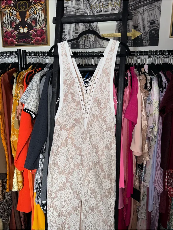 The Jetset Diaries Golden Rose White Lace Maxi Dress Womens Small New NWT - Image 11