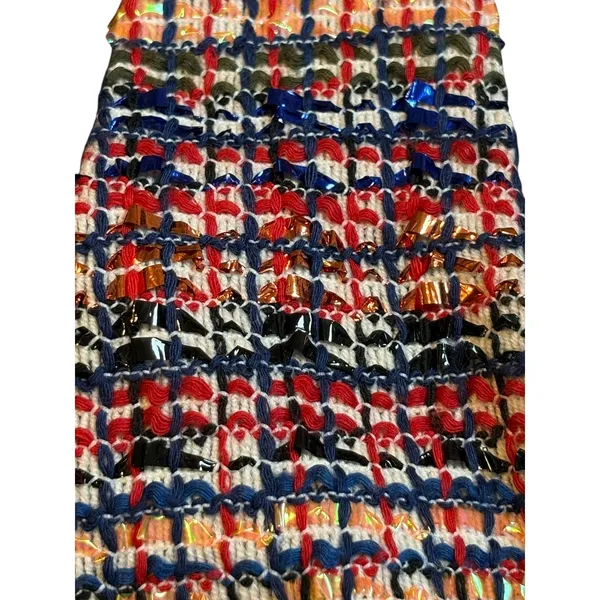 Zara Tweed Crop Tank Top Womens Medium Multicolor Plaid Button Front Square Neck - Image 12