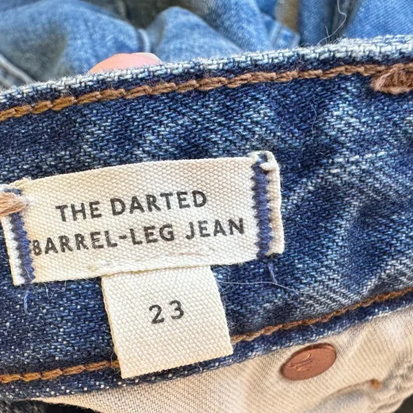 Madewell The Darted Barrel-Leg Jean Button Fly Denim 23 Irmo Wash - Image 5