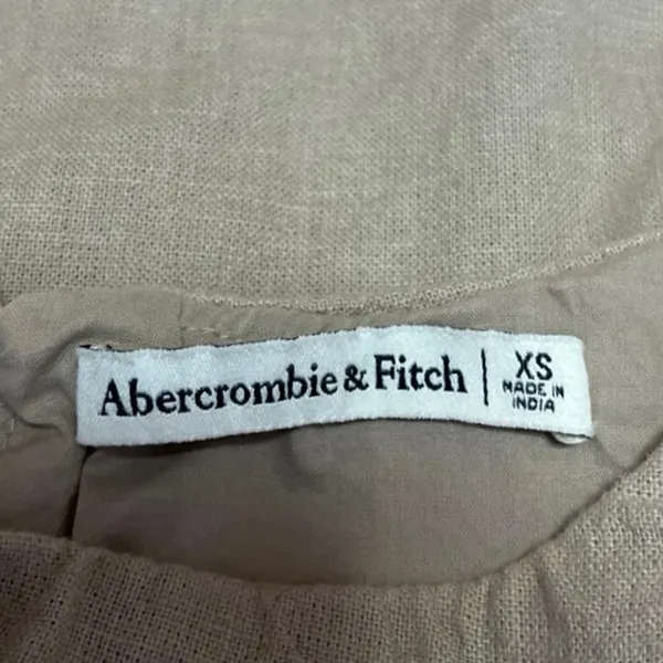 Abercrombie & Fitch Beige Linen Sleeveless Crop Tank Tee T-Shirt Top Size XS - Image 4