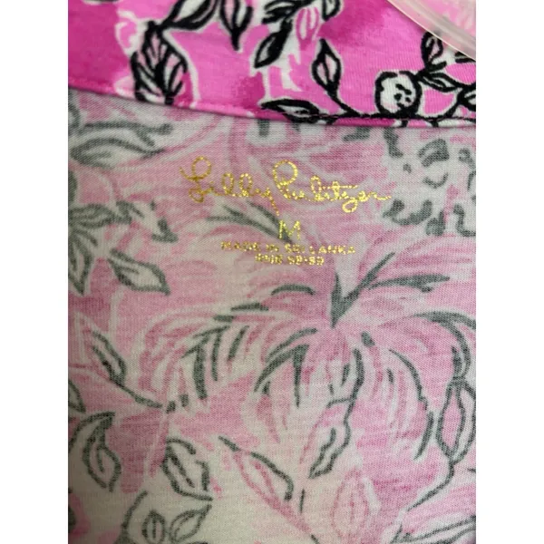 Lilly Pulitzer Purposefully Plumeria Pink Elephant Long Sleeve Pajama Knit Top M - Image 3
