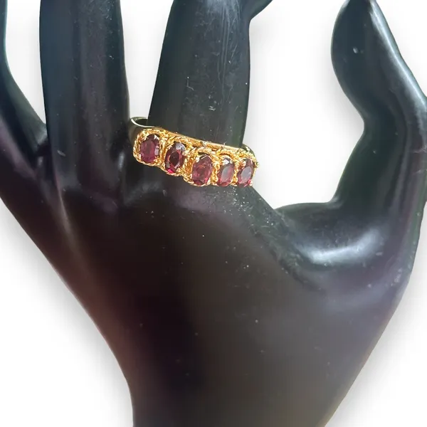 Vintage Multi Gemstone Ring Gold - Image 2