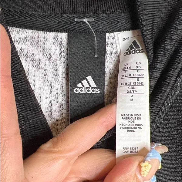 Women’s Black Zip-Front Track Jacket with‎ Stripe Sleeve XS - Image 3