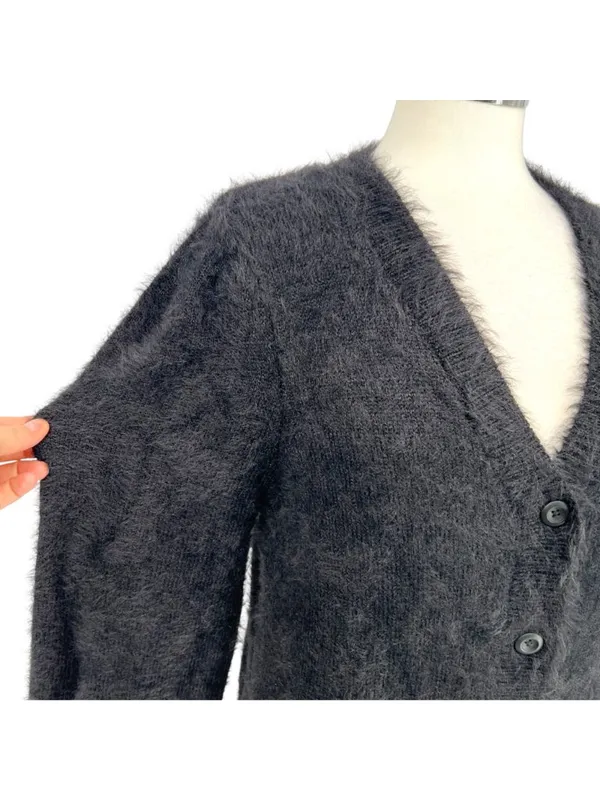 French Connection Fuzzy Cozy Cardigan Sweater Black Size Medium - Image 3