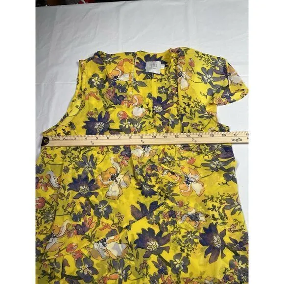 Anthropologie HD In Paris yellow floral ruffle‎ tank top blouse size 2 - Image 3