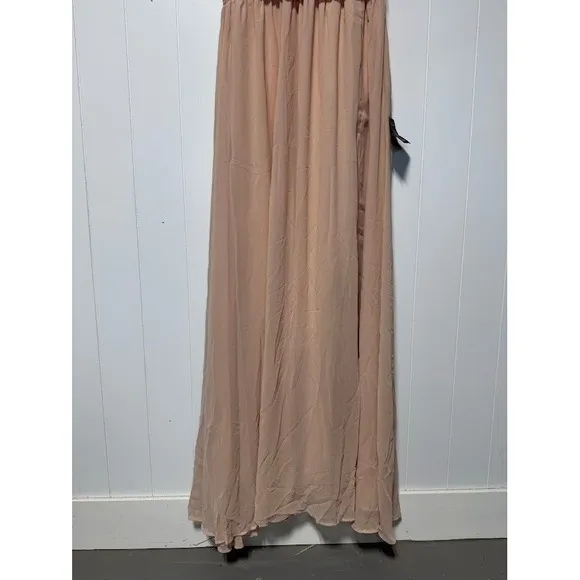Lulus Heavenly Hues Blush Pink‎ Pleated V Neck Maxi Dress Formal Event Size S - Image 7