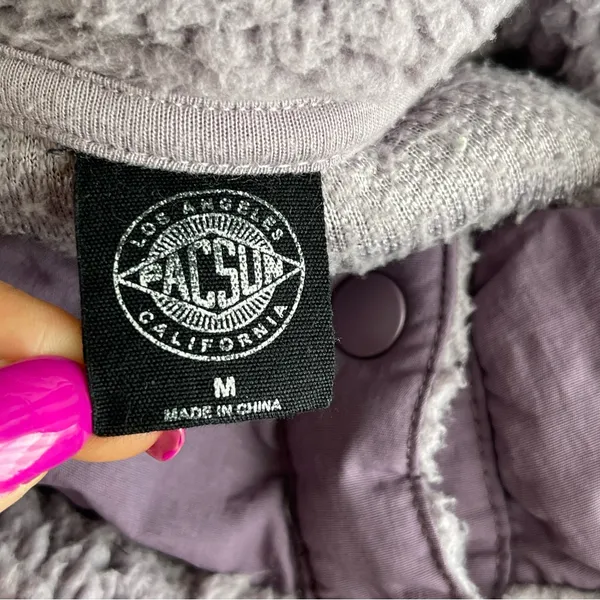 PacSun Cozy Hiker Oversized Purple Sherpa Jacket Women’s Size M Teddy Boyfriend - Image 10