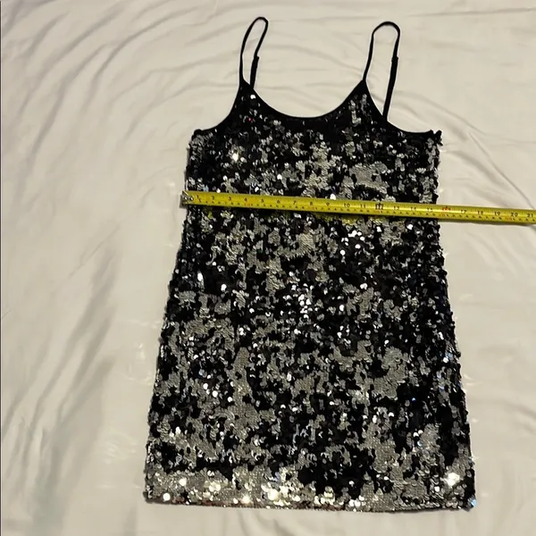 Sparkling Black and Silver Sequin Dress Size L - Image 3