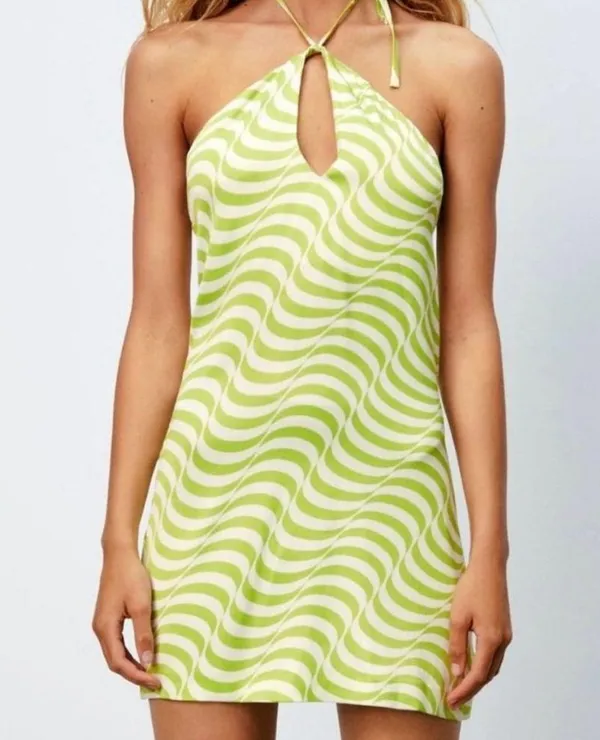 Zara // 70s Satin Swirl Effect Print Mini Short Dress - Image 3