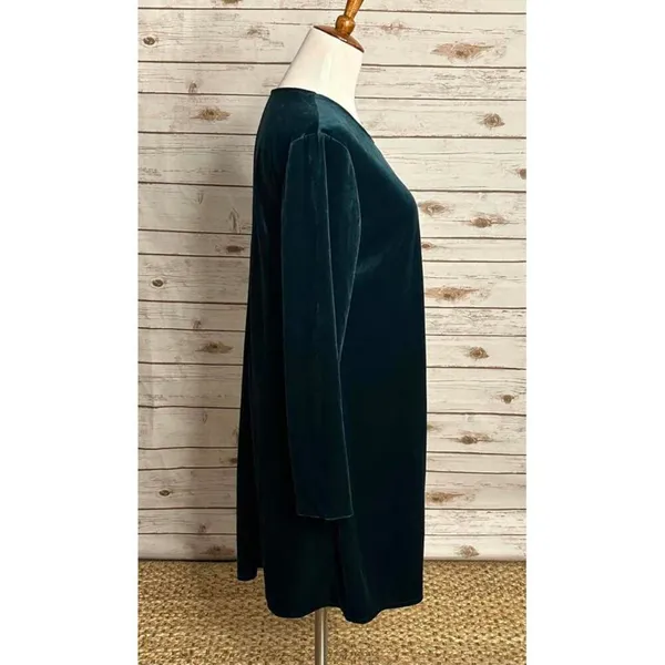 Vintage Spiegel long sleeve jewel-toned green velvet A-line dress Size 12 - Image 4
