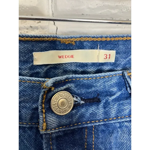Levi's wedgie jeans distressed‎ 100% cotton trendy boho retro women's size 31 - Image 3