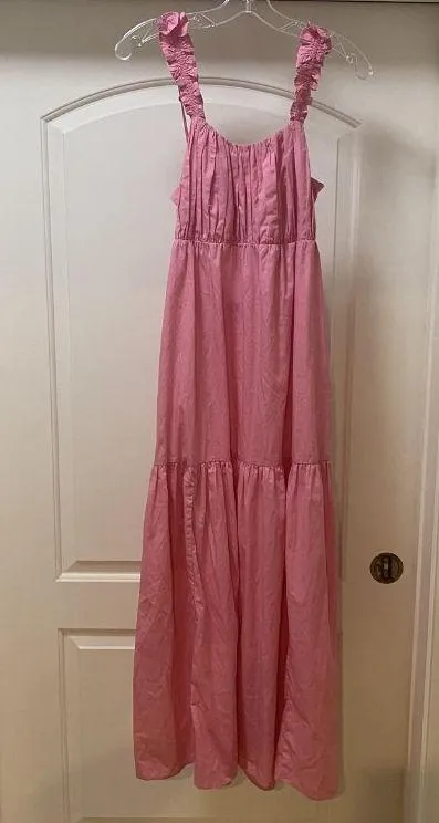 Abercrombie & Fitch Dress Womens Medium Maxi Ruffle Strap Tiered Pockets Bow - Image 2