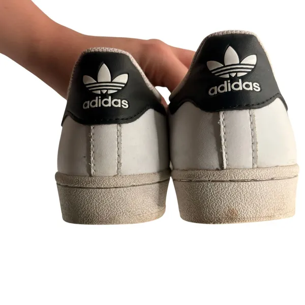 Adidas Superstar Sneakers 6.5 White Black Leather Classic Shell Toe College Shoe - Image 11