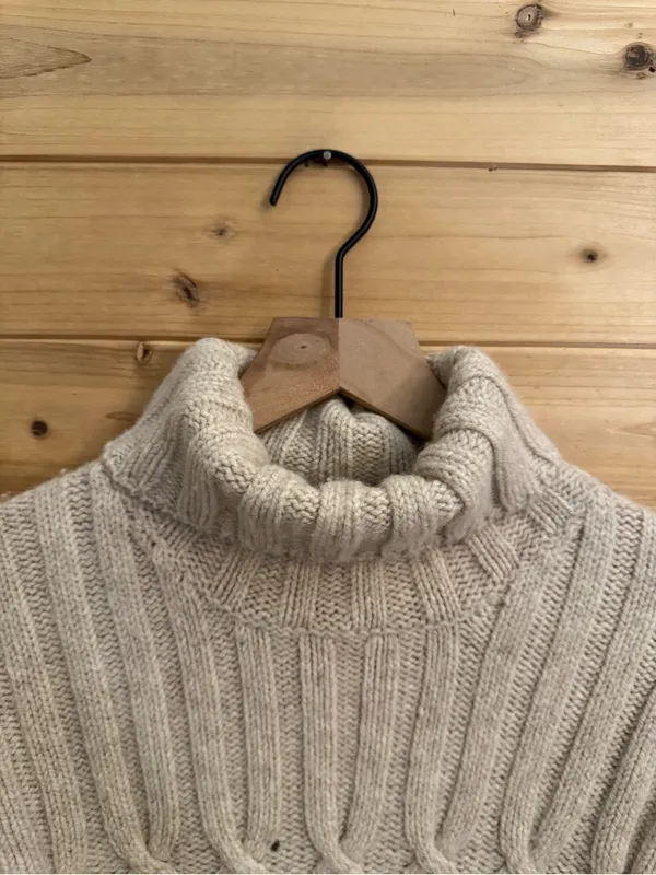 Fisherman Women’s Med Wool Cashmere Turtleneck Cable Knit Sweater Ireland FLAW - Image 3