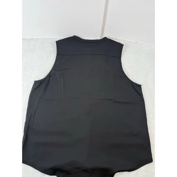 7 For All Mankind Womens‎ Size Medium Black Sleeveless Ruffle Front Blouse Chic - Image 6