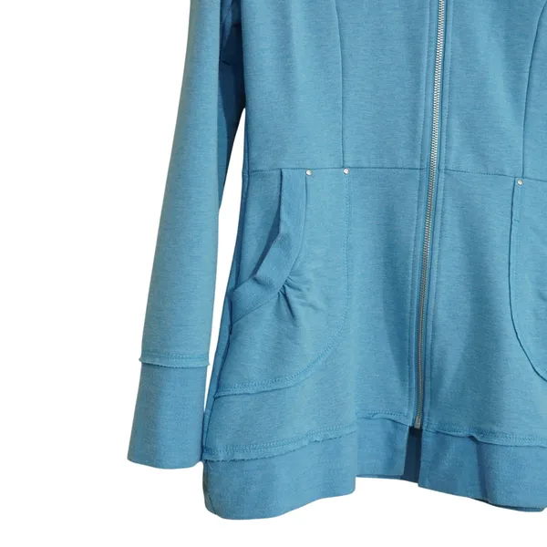 Laura Hlavac Size Small Blue Zip Up Hoodie Longline Jacket Sweatshirt‎ Cardigan - Image 3