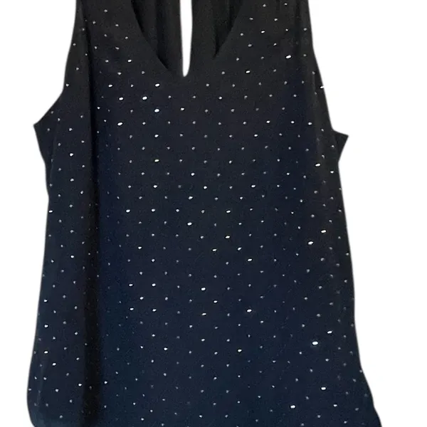 WHBM Black/Silver Accented After 5 Sleeveless Tank Top Blouse- Size XL - Image 3