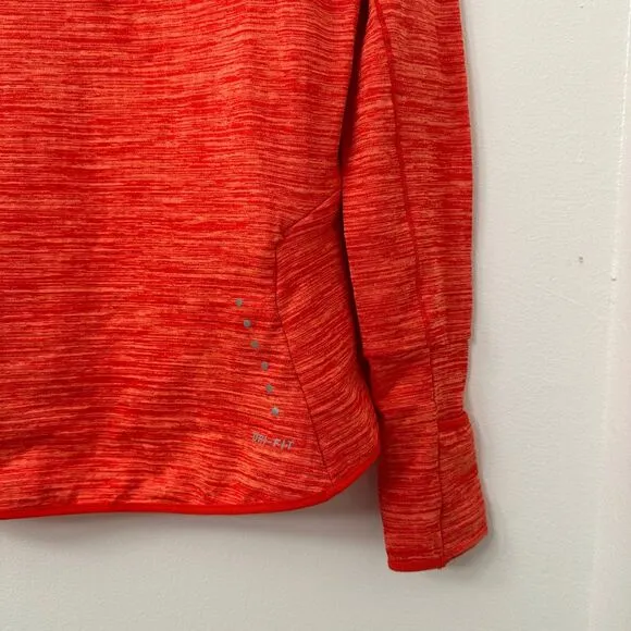 Nike Shirt Women's Small 1/4 Zip‎ Running Pullover Heathered Orange Thumbhole - Image 9