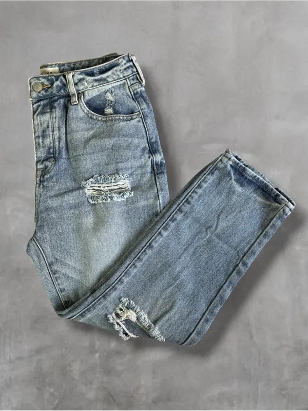 PacSun Distressed Mom Jeans Size 27 Light Wash Button Fly - Image 5
